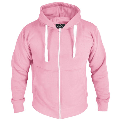 Mens Fleece Plain Zipper Hooded Long Sleeve Sweatshirt For Adults S-4XL