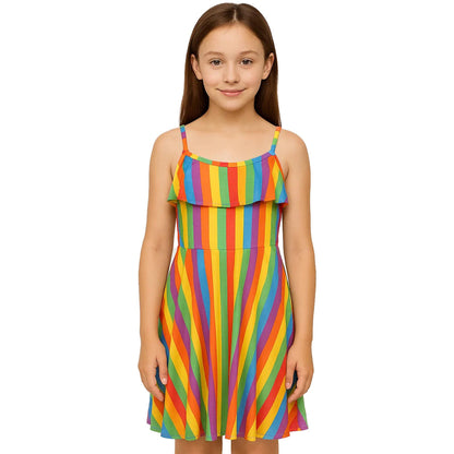 Girls Rainbow Clothing Crop Tops Skirts Dresses Jumpsuits Leggings Party Wear