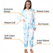 A2Z 4 Kids Cotton Onesie for Kids Onesie Pyjamas Lounge Wear Blue Tie Dye Printed Sleepsuit Comfy Gifts for Children Girls Age 5-6, 7-8, 9-10, 11-12 & 13