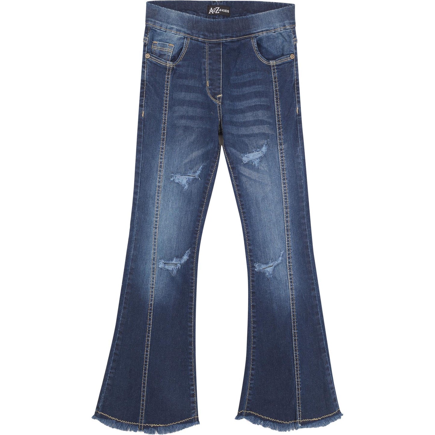 Kids Girls Denim Jeans Stretch Flare Ripped Bell Bottom Pants Jeggings Pants