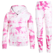 A2Z Kids Tie Dye Hooded Top & Legging Set 2 Piece Pink Active Wear Girls Outfit Set Age 5-13 years