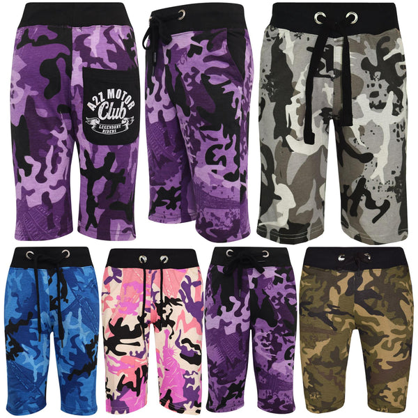Kids Shorts Girls Boys Camouflage PE Shorts Knee Length Half Pant 5-13 Years