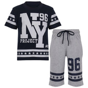 A2Z 4 Kids® Kids Boys Girls T Shirt Short Set Designer's Navy 100% Cotton NY New York Print T-Shirt Top & Shorts Set Age 5 6 7 8 9 10 11 12 13 Years