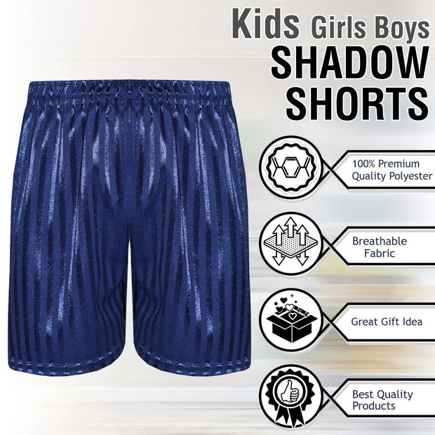 A2Z 4 Kids Shadow Stripe PE Shorts Pack of 2 Football Gym Shorts Age 2-13 Years