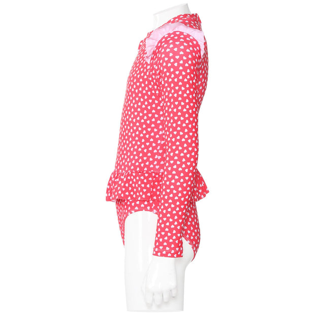 Kids Girls One Piece Swimsuit Ruffle Trim Long Sleeve Swimming Costume 2-14 Yrs