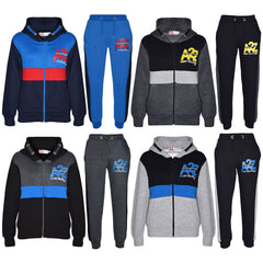 Kids Boys Girls Contrast Panel Tracksuit A2Z NY Deluxe Print Hoodie With Joggers