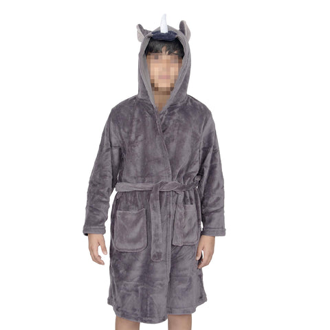 Kids Bathrobe Animal Face Nightgown Kids Rhino hooded Towel Dressing Gown