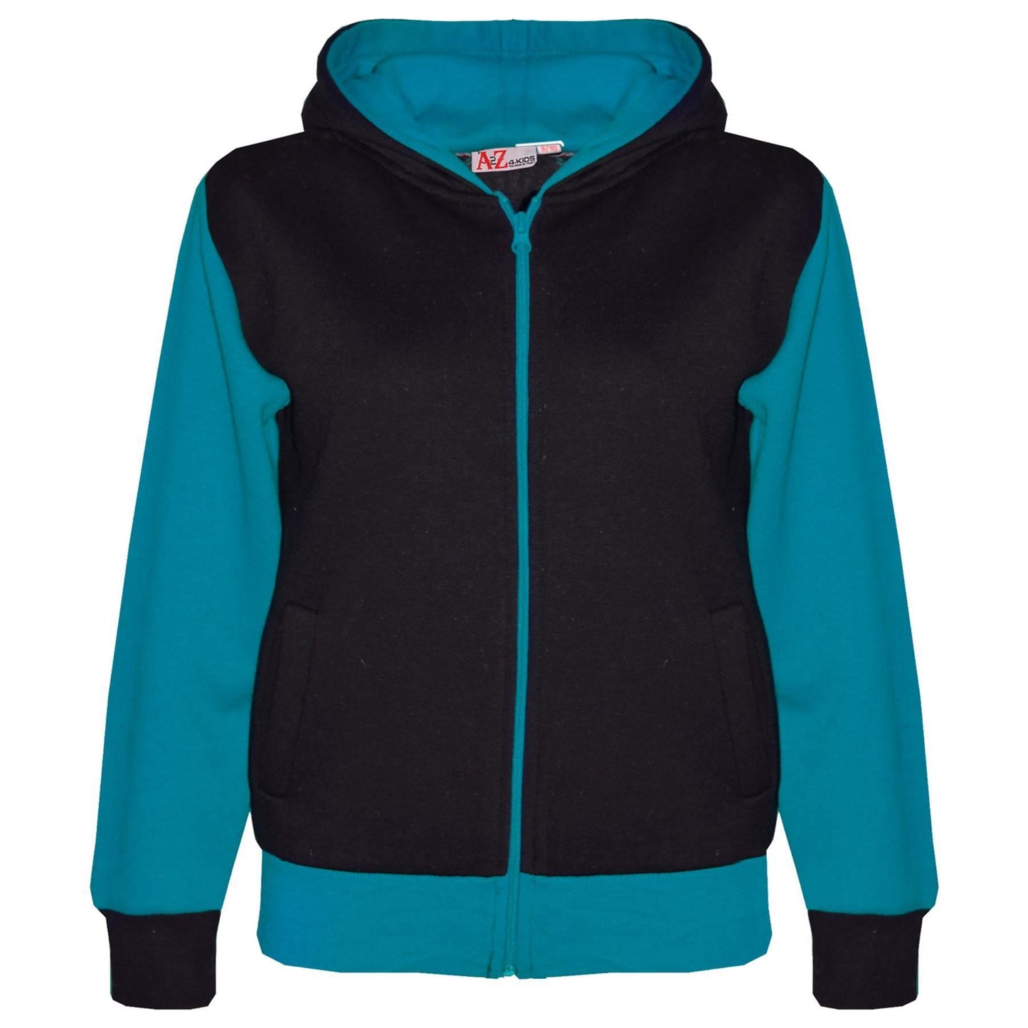 A2Z 4 Kids Plain Contrast Tracksuit Hoodie with Joggers Turquoise Sweatpants Sports Activewear Outfit Set Gifts For Girls Children Age 2-3, 3-4, 5-6, 7-8, 9-10, 11-12, 13 Years