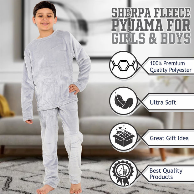 A2Z 4 Kids Childrens Warm Fleece twosie Crew Neck Pyjamas For Boys & Girls Sleepover 2 Piece Gift Set Age 5-6, 7-8, 9-10, 11-12 & 13 years