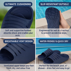 A2Z Mens Sliders Shower Sandals EVA Non Slip Slip On Pool Beach Slides Open Toe