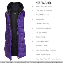 Kids Girls Oversized Gilet Long Line Hooded Quilted Jacket Long Sleeveless Coat