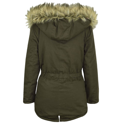 Kids Hooded Jacket Girls Fur Parka School Jackets Outwear Coat 5-13 Years