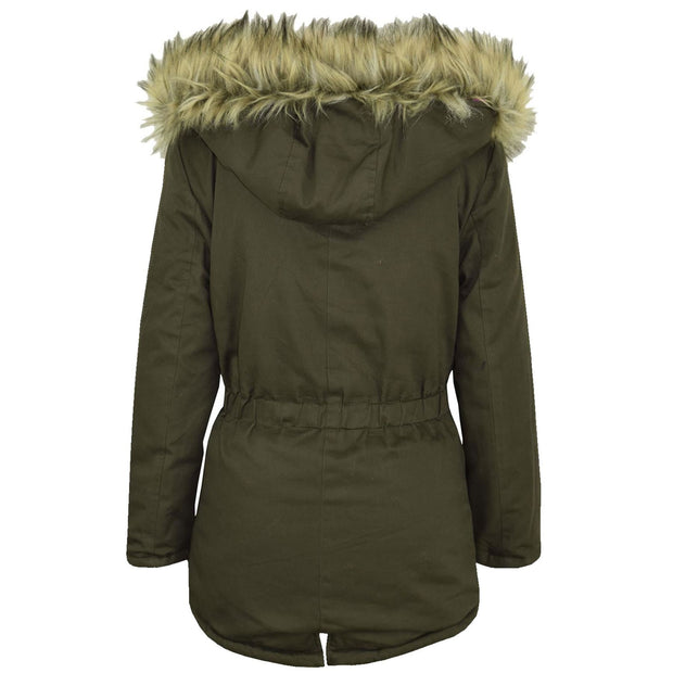 Kids Hooded Jacket Girls Fur Parka School Jackets Outwear Coat 5-13 Years