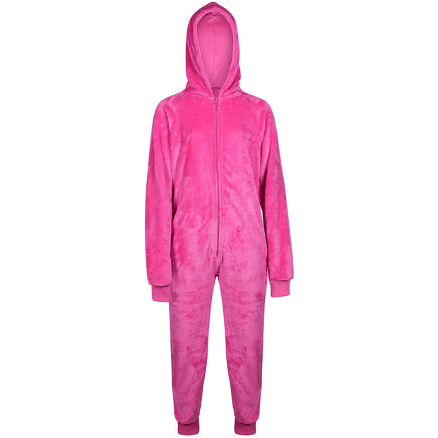 Kids Girls Boys Plain Fleece A2Z Onesie One Piece Hooded All In One Jumpsuit