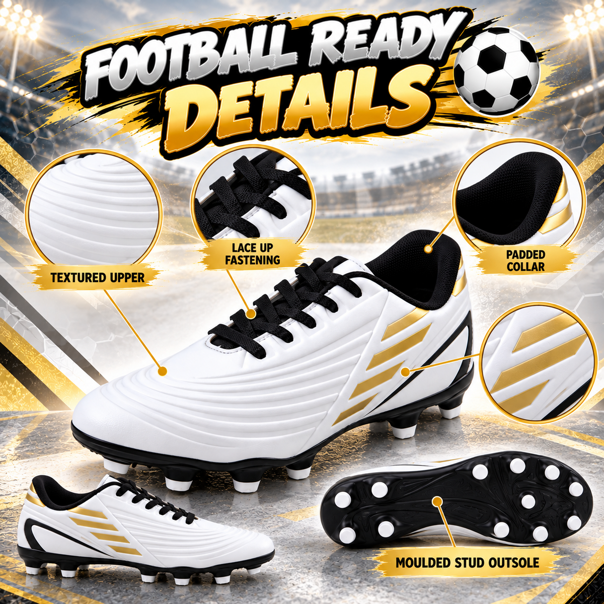A2Z 4 Kids Boys Girls Football Boots Junior Soccer Cleats Moulded Stud Trainers