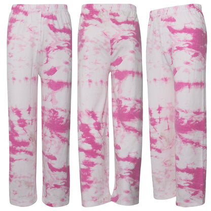 Kids Girls Palazzo Pink Flared Wide Leg Tie Dye Print Baggy Loose Summer Trouser