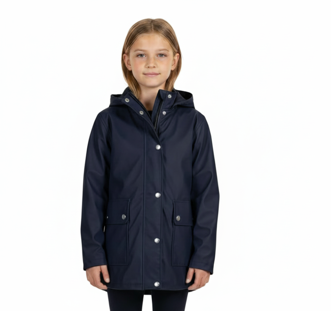 PU Raincoat Jacket Windbreaker Waterproof Parka Hooded For Girls Boys Age 5-13 Years