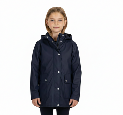 PU Raincoat Jacket Windbreaker Waterproof Parka Hooded For Girls Boys Age 5-13 Years