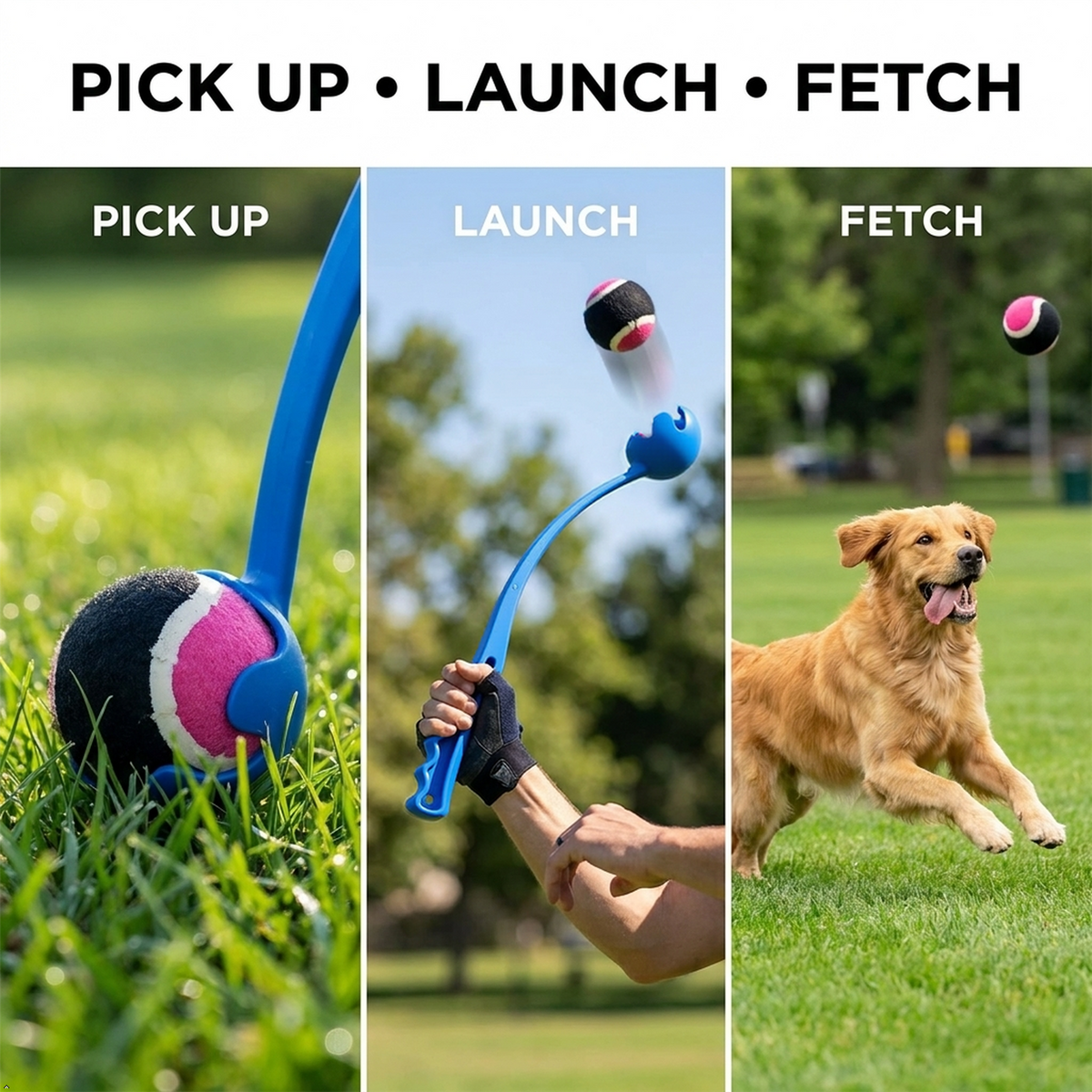 A2Z Medium Dog Ball Thrower With Tennis Ball Lightweight Fetch Launcher