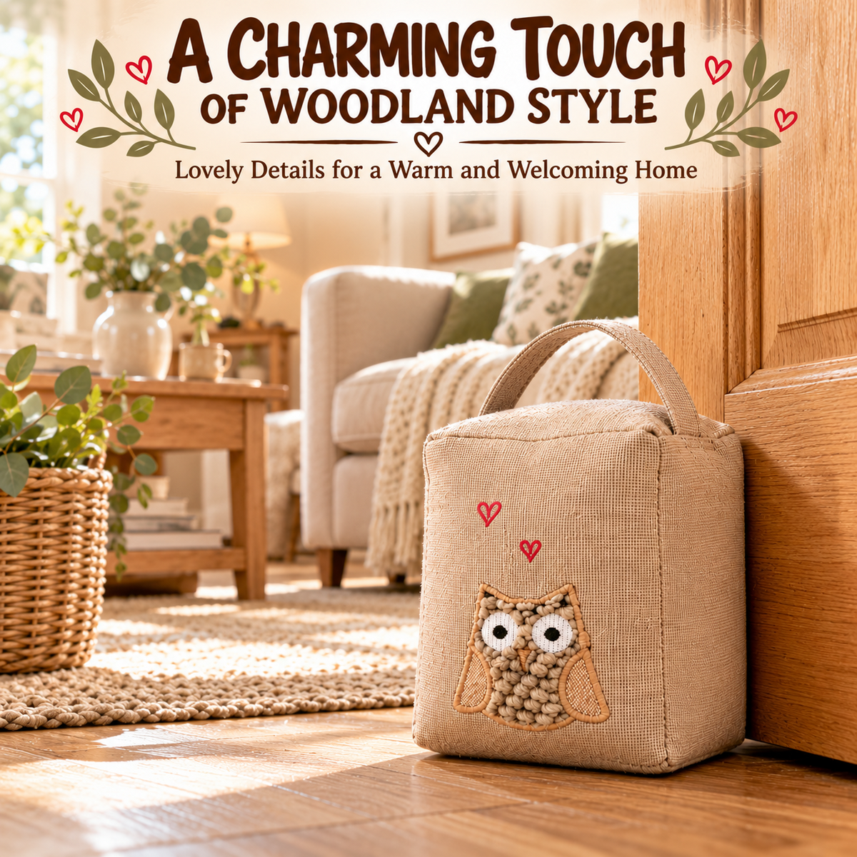 A2Z Owl Beige Applique Square Door Stop 1kg Weighted Home Decorative Ornament