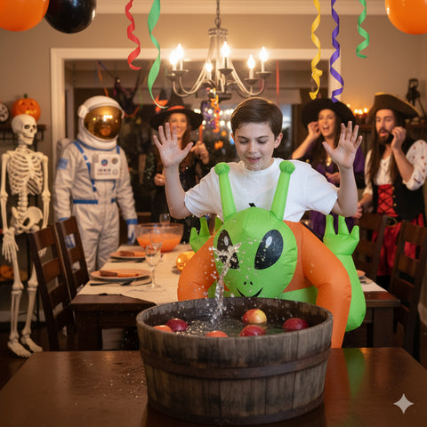 Kids Inflatable Alien Costume Fancy Dress Green Blow Up Suit Halloween Costume