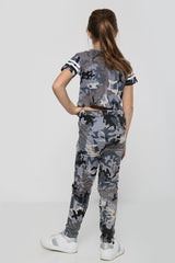 Girls Tops Kids Designer's #Selfie Camouflage Print Crop Top Legging Set 5-13 Yr