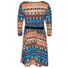 Kids Girls Skater Dress Aztec Foil Print Trendy Fashion Midi Dresses 7-13 Years