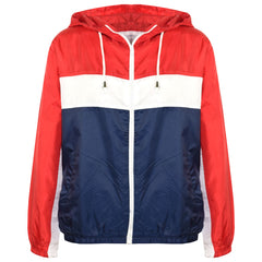 Kids Boys Girls Windbreaker Contrast Block Hooded Jackets Rain Mac Raincoat 5-13