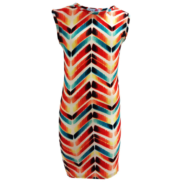 Girls Midi Dress Chevron & Abstract Print Sleeveless Midi Dress Top 7-13 Years