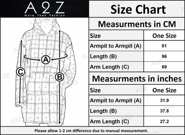 A2Z Unisex Mens Ladies Oversized Kangaroo Pocket Hooded Animal Wearable Blanket