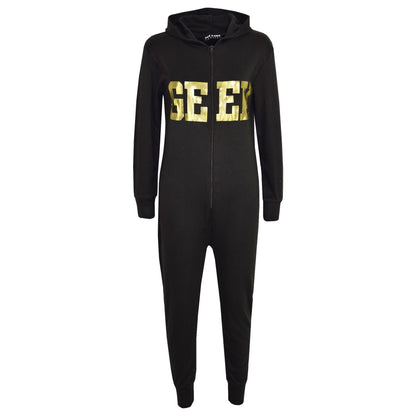 A2Z 4 Kids Girls Boys GEEK Hooded Onesie Children Hooded Ribbed Cuffs Pyjamas