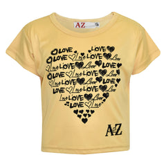 Girls Top Kids Love Print Stylish Fahsion Trendy T Shirt Crop Top Age 5-13 Years