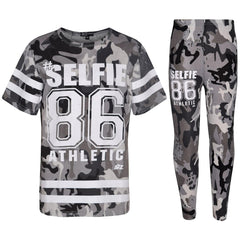 Girls Top Kids Designer's #Selfie 86 Camouflage T Shirt & Legging Set 7-13 Years