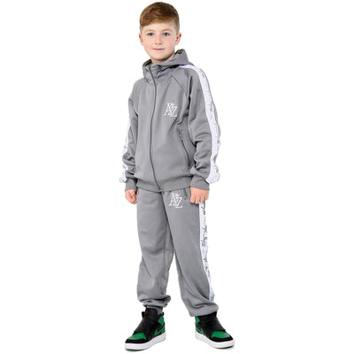 A2Z 4 Kids Kids Girls Boys Tracksuit Designer's A2Z Project Print Panelled Steel Grey Fleece Hooded Hoodie Top Bottom Workout Running Jogging Suit Gymwear Joggers Age 5 6 7 8 9 10 11 12 13 Years