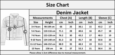 Kids New Fashion Denim Jacket Jeans Bomber Coat for Boys Age 3-13 Years