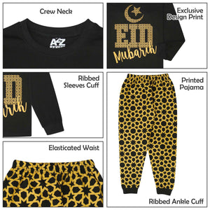 Kids Girls Childrens Black Eid PJS Pyjamas Sleepover 2 Piece Cotton Gift 2-13