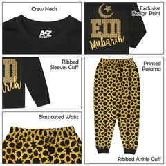 Kids Girls Childrens Black Eid PJS Pyjamas Sleepover 2 Piece Cotton Gift 2-13