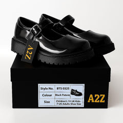 A2Z Girls Teens Womens Black Patent Mary Jane School Shoes Smart Buckle Footwear