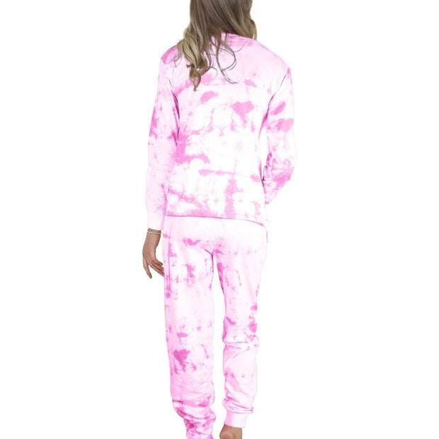 A2Z Ladies 2 Piece Pyjama Set Loungewear Soft Cotton PJS Tie Dye Printed Long Sleeve Pink Top Bottom Gift for Ladies Matching PJS Lounge Suit S/M/L/XL/2XL