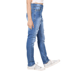 Kids Girls Denim Stars Ripped Jeans Comfort Stretchy Skinny Fashion Pants