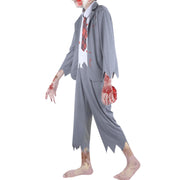 A2Z 4 Kids Boys Top Kids Zombie School Boy Attire Lapel Collar Top & Trouser Set with Necktie Halloween Zombie Set - A2Z 4 Kids