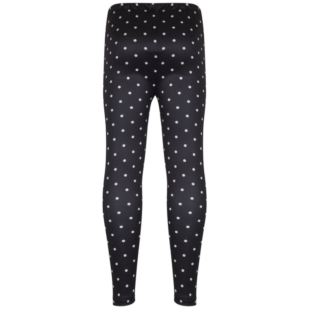 A2Z 4 Kids Girls Legging Spotty Print Black Soft Comfortable Stretchy Party Fashion Legging Pants Age 5-6, 7-8, 9-10, 11-12 & 13 years - A2Z 4 Kids