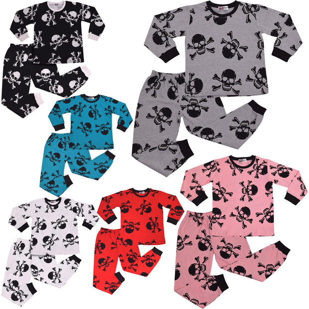 Kids Girls Skull & Bones Print Pyjamas Set