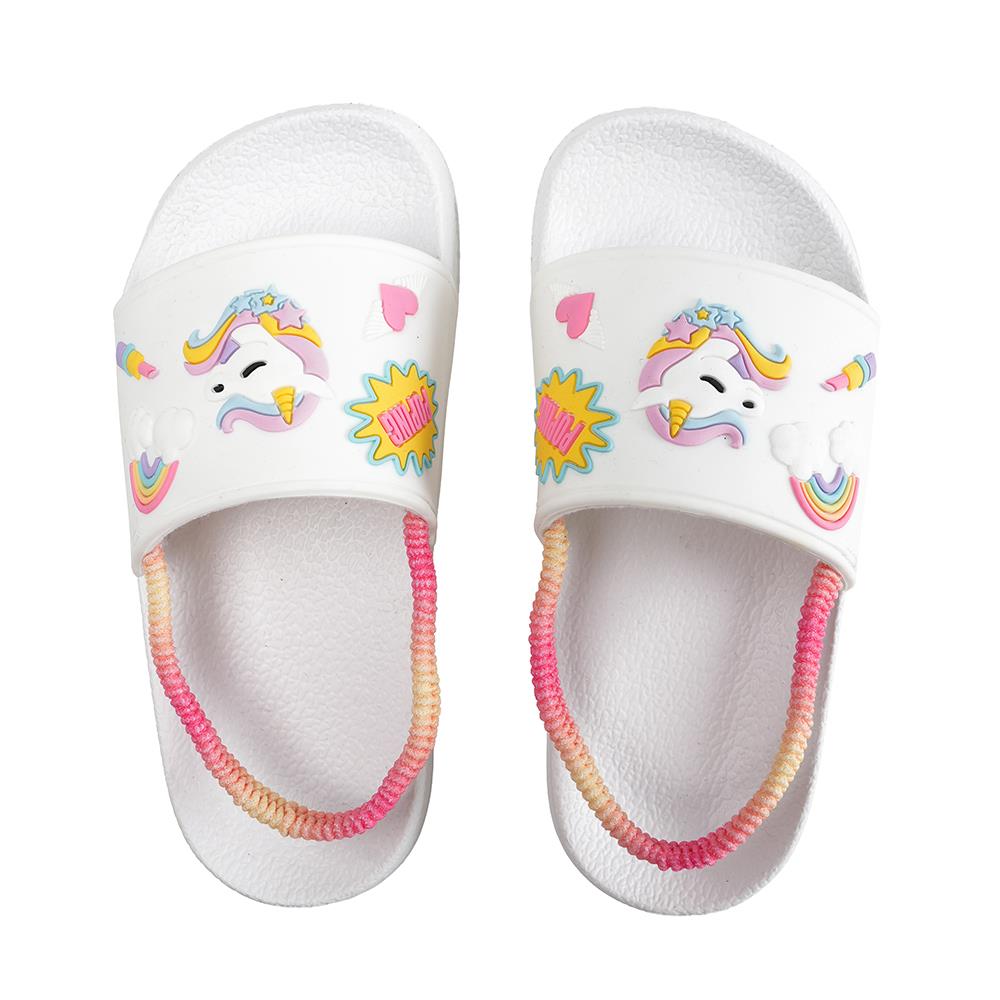 Girls EVA Sliders Heart & Unicorn Print Slip-On Summer Holiday Beach Pool Slides