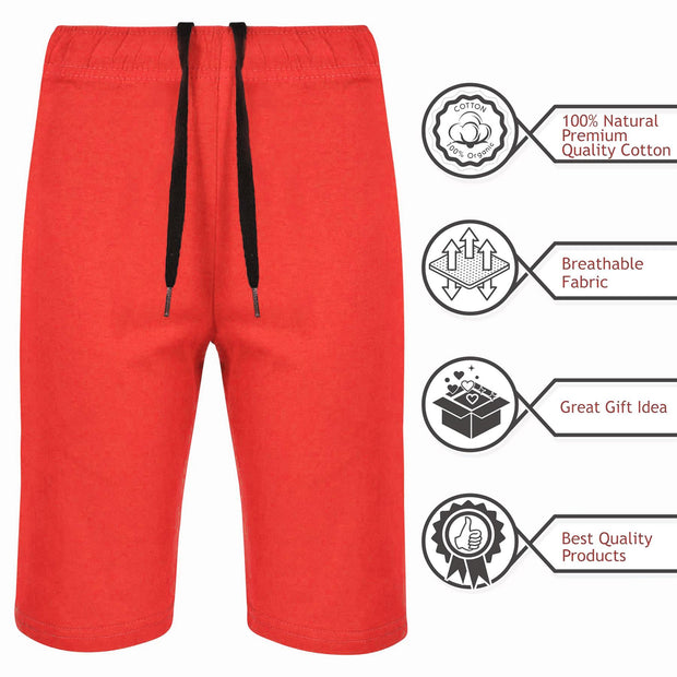 A2Z 4 Kids Boys 100% Cotton Shorts Comfort Stretch Red Pants Trendy Casual Summer Cool Lightweight Shorts For Boys Age 5 6 7 8 9 10 11 12 13 Years - A2Z 4 Kids