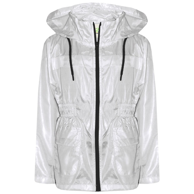 A2Z 4 Kids Unisex Raincoat Jackets White Windbreaker Waterproof Parka Shower Resistant Hooded Raincoat Childrens Girls Boys Age 5 6 7 8 9 10 11 12 13 Years