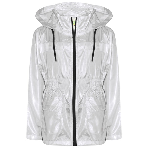 A2Z 4 Kids Unisex Raincoat Jackets White Windbreaker Waterproof Parka Shower Resistant Hooded Raincoat Childrens Girls Boys Age 5 6 7 8 9 10 11 12 13 Years