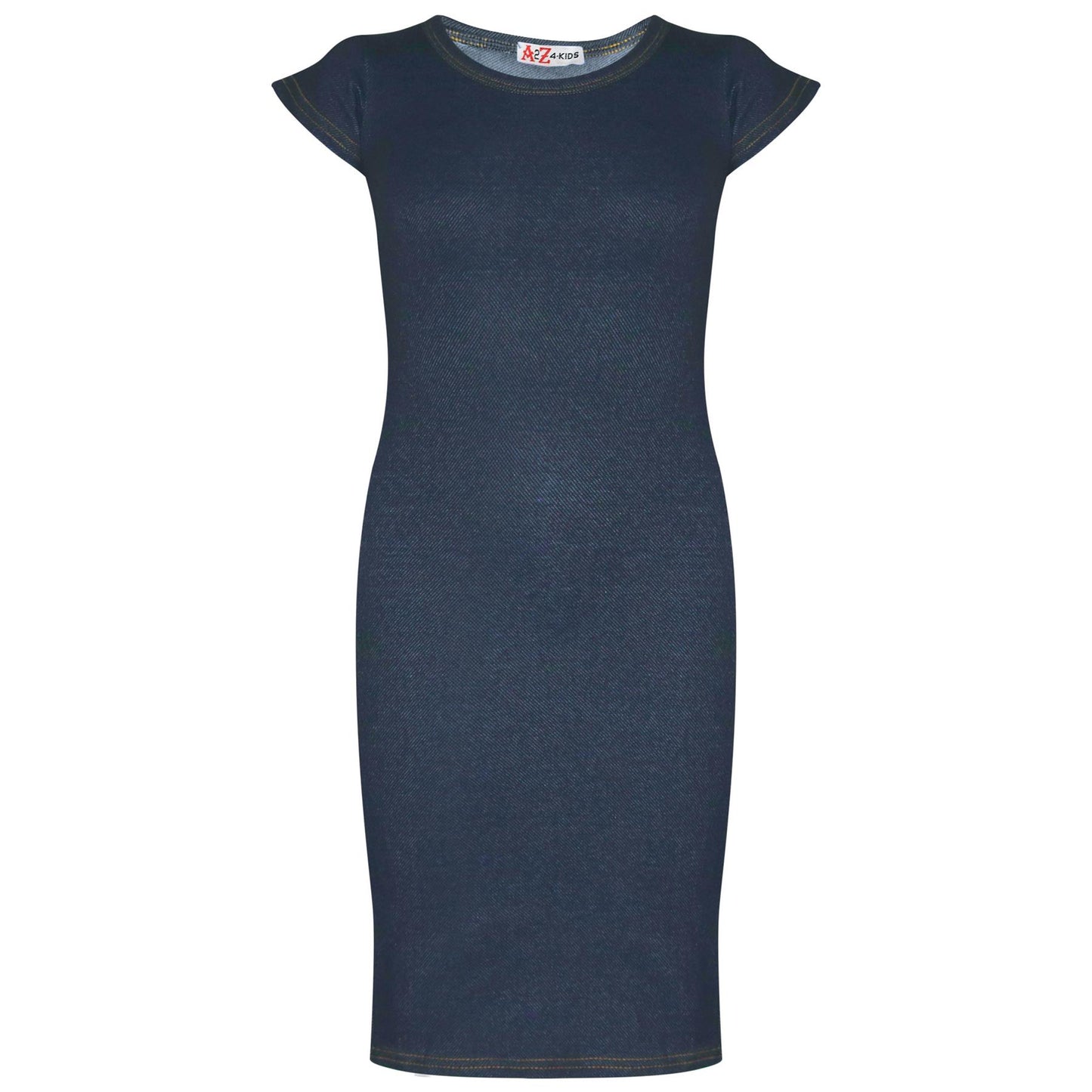 Kids Girls Midi Maxi Denim Dress Ladies Party Fashion Long Slim Fit Stretchy Top