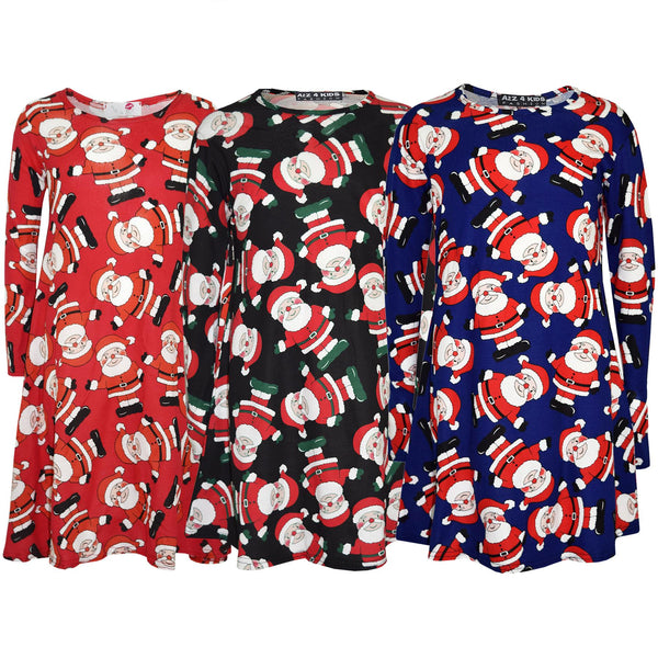 Kids Girls Xmas Santa Swing Dress Novelty Santa Xmas Gifts Party Dresses