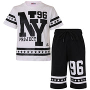 A2Z 4 Kids® Kids Boys Girls T Shirt Short Set Designer's White 100% Cotton NY New York Print T-Shirt Top & Shorts Set Age 5 6 7 8 9 10 11 12 13 Years